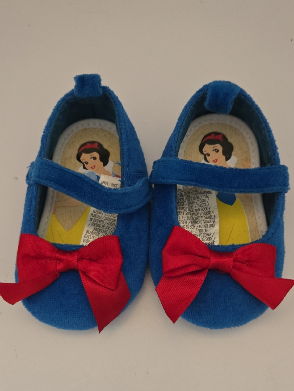 Disney Snow White Blue Velvet Mary Jane Baby Shoes with Red Bows